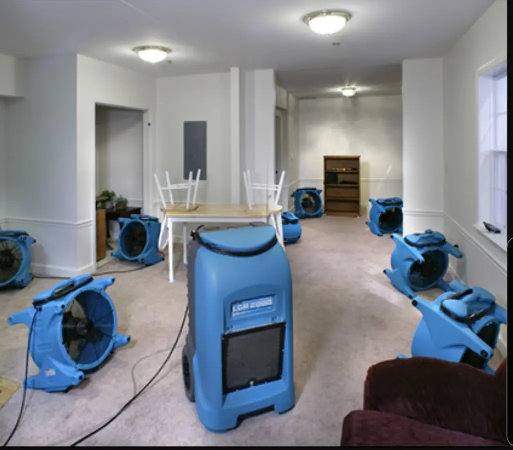 Air movers and dehumidifier setup for Water Extraction & Removal in Clermont
